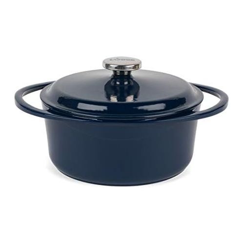 롯지 [아마존베스트]Lodge 1407002 Large Round Cast Iron Casserole Dish with Lid, 4 L, 24 cm, Blue
