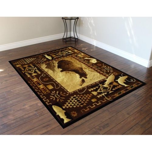 롯지 [아마존베스트]Cabin Area Rug # 381 Lodge (7 Ft. 7 In. X 10 Ft. 6 In.)