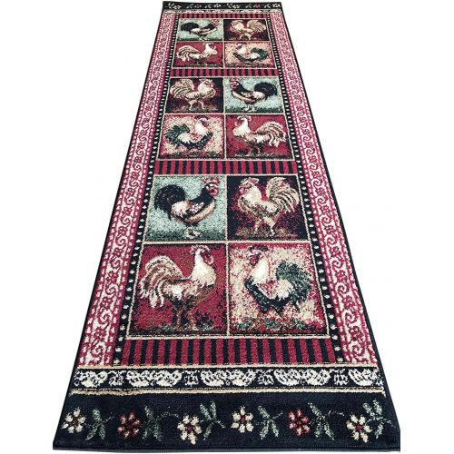 롯지 [아마존베스트]Lodge Rooster Style Runner Area Rug L-379 (2 feet 2 inch X 7 feet 2inches)