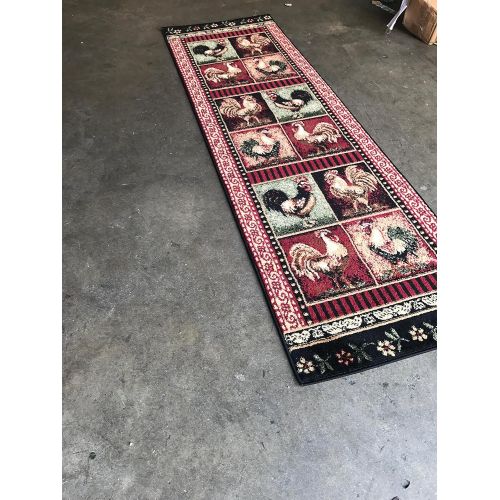 롯지 [아마존베스트]Lodge Rooster Style Runner Area Rug L-379 (2 feet 2 inch X 7 feet 2inches)