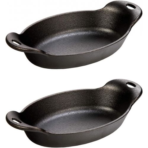 롯지 [아마존베스트]Lodge Cast Iron 16 Ounce Oval Mini Server, Set of 2