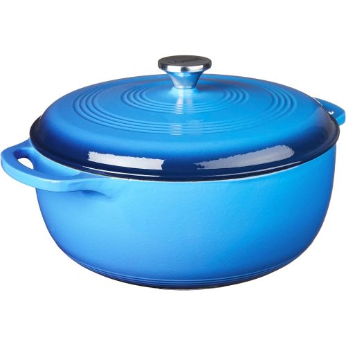 롯지 Lodge 7.5 Quart Enameled Cast Iron Dutch Oven. XL Blue Enamel Dutch Oven (Carribean Blue) - EC7D33