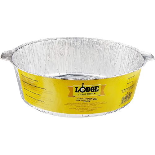 롯지 Lodge A12F12 12-Inch Aluminum Foil Dutch Oven Liners, 12-Pack, Silver