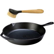Lodge Seasoned Cast Iron Skillet with Scrub Brush- 12 inch Cast Iron Frying Pan With 10 inch Bristle Brush