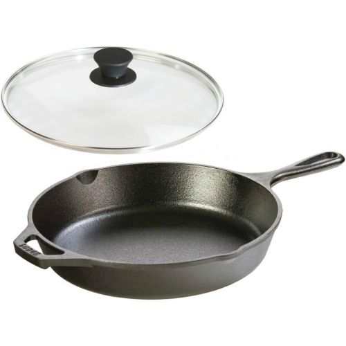 롯지 Lodge Seasoned Cast Iron Skillet with Tempered Glass Lid (10.25 Inch) - Cast Iron Frying Pan With Lid Set.