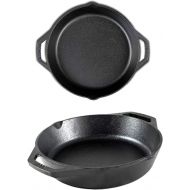 Lodge Cast Iron 2 Piece Bundle. 12 inch and 10.25 inches Ergonomic, Heat Treated, and Pre-Seasoned Cast Iron Pans with Two Loop-Style Handles (Made in the USA)