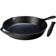 Lodge Seasoned Cast Iron Skillet with Hot Handle Holder - 10.25 inches Cast Iron Frying Pan with Silicone Hot Handle Holder (BLACK).