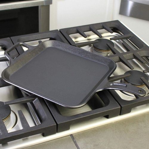 롯지 Lodge Pro-Logic 12 Inch Square Cast Iron Griddle. Pre-Seasoned Grill Pan with Dual Handles