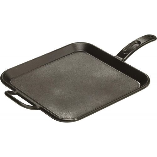 롯지 Lodge Pro-Logic 12 Inch Square Cast Iron Griddle. Pre-Seasoned Grill Pan with Dual Handles