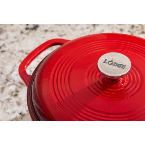 롯지 Lodge 6 Quart Enameled Cast Iron Dutch Oven. Classic Red Enamel Dutch Oven (Island Spice Red)