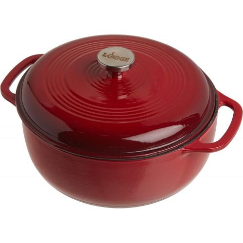 롯지 Lodge 6 Quart Enameled Cast Iron Dutch Oven. Classic Red Enamel Dutch Oven (Island Spice Red)