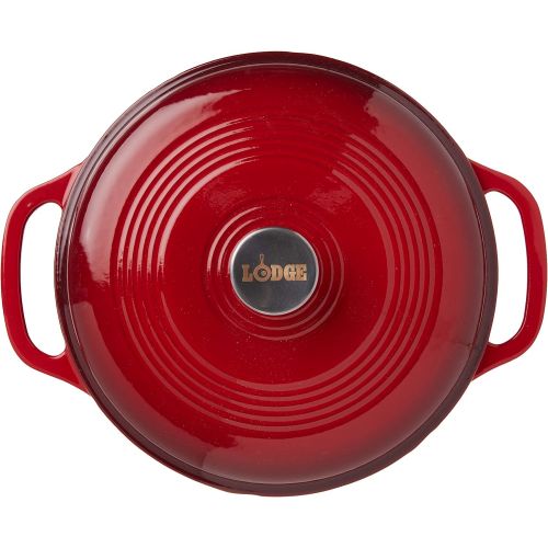 롯지 Lodge 6 Quart Enameled Cast Iron Dutch Oven. Classic Red Enamel Dutch Oven (Island Spice Red)