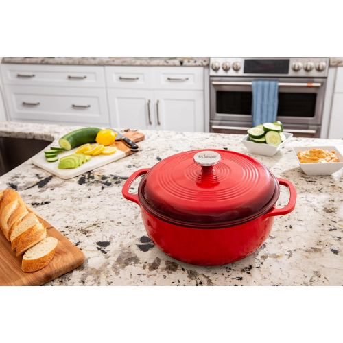 롯지 Lodge 6 Quart Enameled Cast Iron Dutch Oven. Classic Red Enamel Dutch Oven (Island Spice Red)