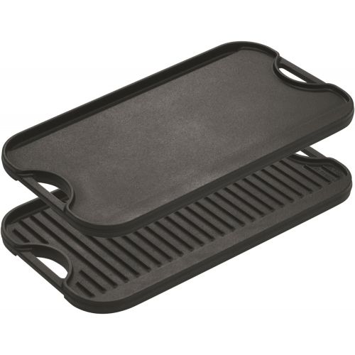 롯지 Lodge LPGI3PLT Pro-Grid Cast Iron Reversible Grill/Griddle Pan with Easy-Grip Handles, 10.5 x 20