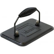 Lodge Rectangular Cast Iron Grill Press. 6.75 x 4.5 Cast Iron Grill Press with Cool-Grip Spiral Handle.