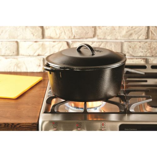 롯지 Lodge 5 Quart Cast Iron Dutch Oven. Pre-Seasoned Pot with Lid and Dual Loop Handle