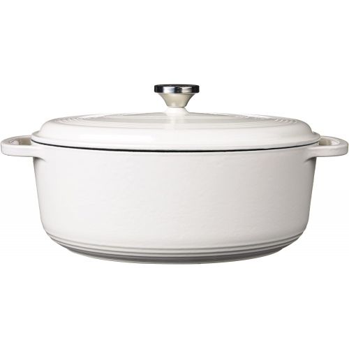 롯지 Lodge EC7OD13 Enameled Cast Iron Oval Dutch Oven, 7-Quart, Oyster White