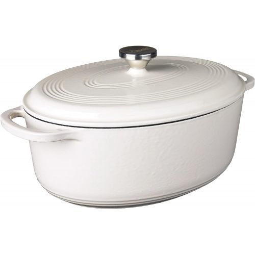 롯지 Lodge EC7OD13 Enameled Cast Iron Oval Dutch Oven, 7-Quart, Oyster White