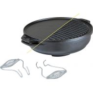 Lodge Cast Iron Cook-It-All Kit. Five-Piece Cast Iron Set includes a Reversible Grill/Griddle 14 Inch, 6.8 Quart Bottom/Wok, Two Heavy Duty Handles, and a Tips & Tricks Booklet.