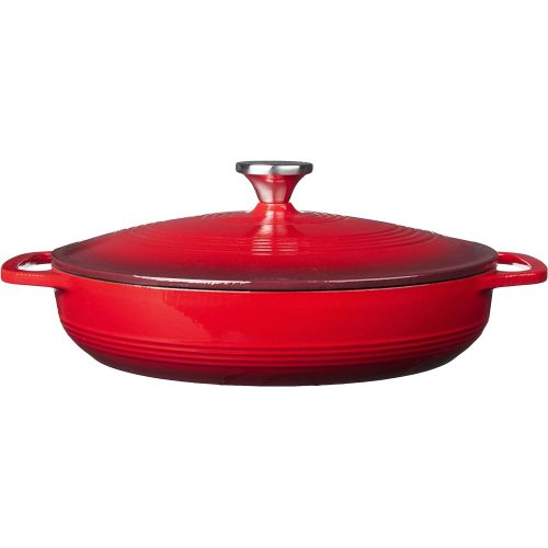 롯지 Lodge 3.6 Quart Cast Iron Casserole Pan. Red Enamel Cast Iron Casserole Dish with Dual Handles and Lid (Island Spice Red)