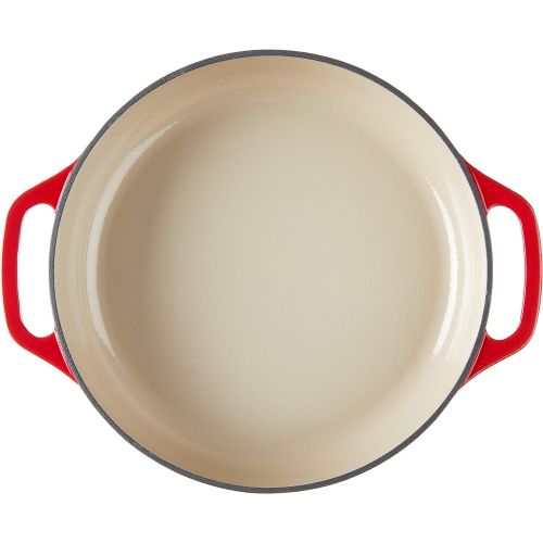 롯지 Lodge 3.6 Quart Cast Iron Casserole Pan. Red Enamel Cast Iron Casserole Dish with Dual Handles and Lid (Island Spice Red)