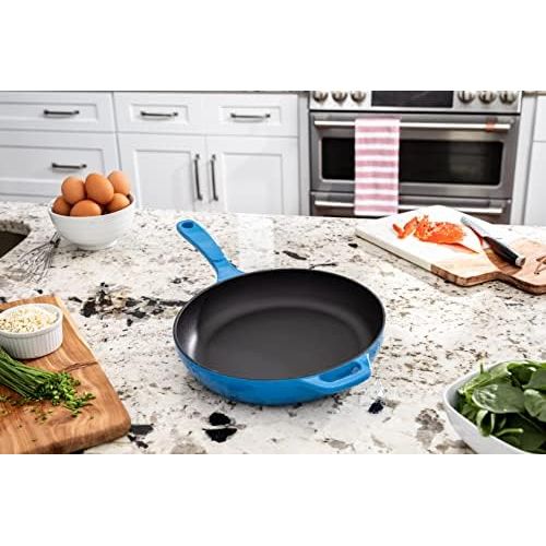 롯지 Lodge EC11S33 Enameled Cast Iron Skillet, 11-inch, Caribbean Blue