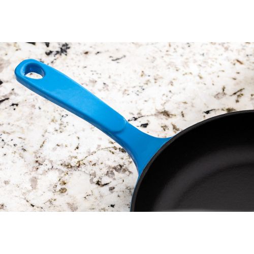 롯지 Lodge EC11S33 Enameled Cast Iron Skillet, 11-inch, Caribbean Blue