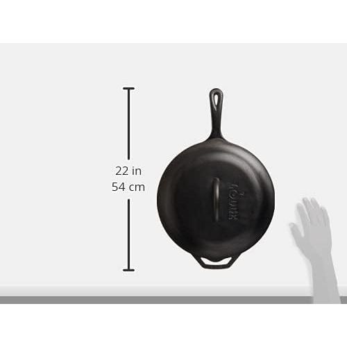 롯지 Lodge Pre-Seasoned Cast Deep Skillet With Iron Cover and Assist Handle, 5 Quart, Black