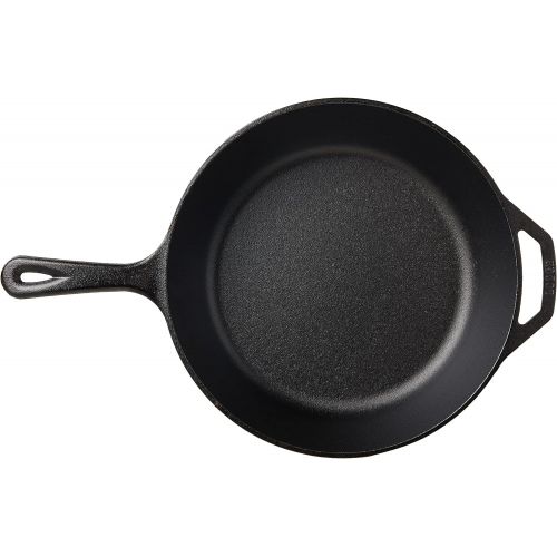 롯지 Lodge Pre-Seasoned Cast Deep Skillet With Iron Cover and Assist Handle, 5 Quart, Black