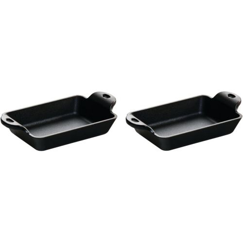 롯지 Lodge Cast Iron 10 Ounce Rectangle Mini Server, Set of 2