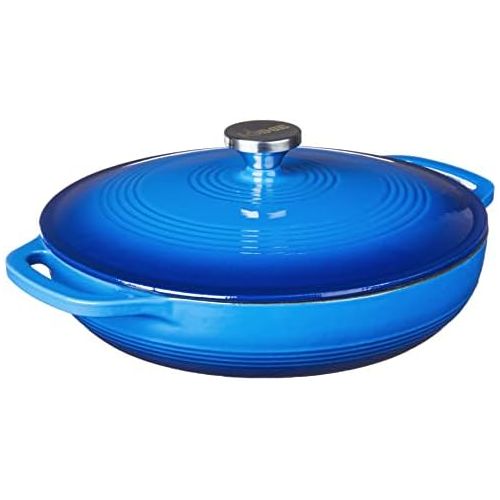 롯지 Lodge 3.6 Quart Enamel Cast Iron Casserole Dish with Lid (Carribbean Blue)