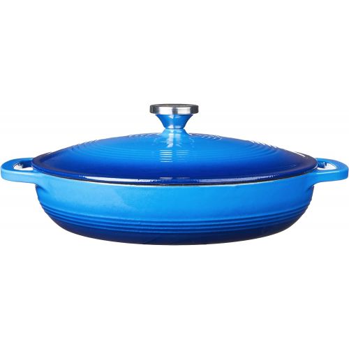 롯지 Lodge 3.6 Quart Enamel Cast Iron Casserole Dish with Lid (Carribbean Blue)