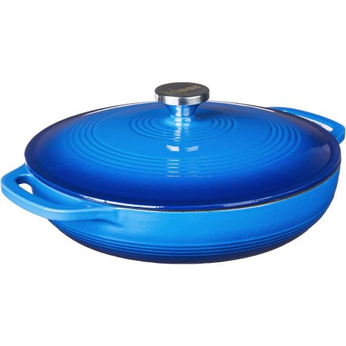 롯지 Lodge 3.6 Quart Enamel Cast Iron Casserole Dish with Lid (Carribbean Blue)