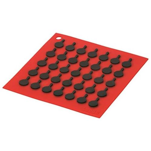 롯지 Lodge Silicone Square Trivet with Black Logo Skillets, Red, 7 Inches