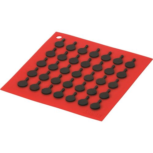 롯지 Lodge Silicone Square Trivet with Black Logo Skillets, Red, 7 Inches