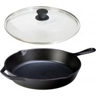 Lodge Seasoned Cast Iron Skillet with Tempered Glass Lid (12 Inch) - Medium Cast Iron Frying Pan With Lid Set