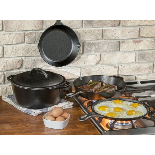 롯지 Lodge Pre-Seasoned Cast Iron 5 Piece Set, Black