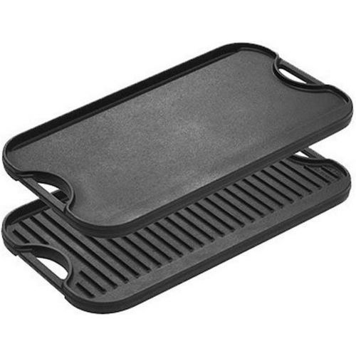 롯지 Lodge Pre-Seasoned Cast Iron Reversible Grill/Griddle With Handles, 20 Inch x 10.5 Inch: Kitchen & Dining