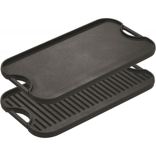 롯지 Lodge Pre-Seasoned Cast Iron Reversible Grill/Griddle With Handles, 20 Inch x 10.5 Inch: Kitchen & Dining