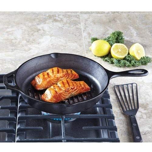 롯지 Lodge Cast Iron Grill Pan, 10.25-inch