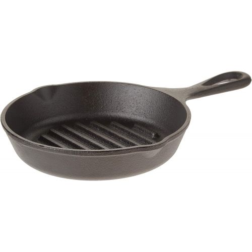 롯지 Lodge Cast Iron Grill Pan, 6.5 Inch, Black