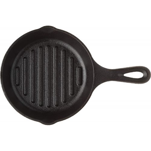 롯지 Lodge Cast Iron Grill Pan, 6.5 Inch, Black