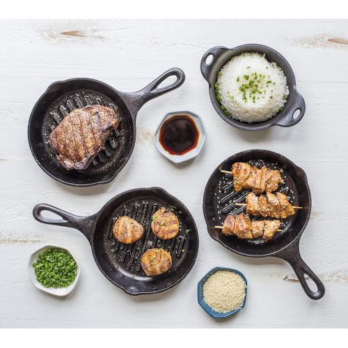 롯지 Lodge Cast Iron Grill Pan, 6.5 Inch, Black