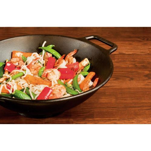 롯지 Lodge Pro-Logic Wok with Flat Base and Loop Handles, 14-inch, Black