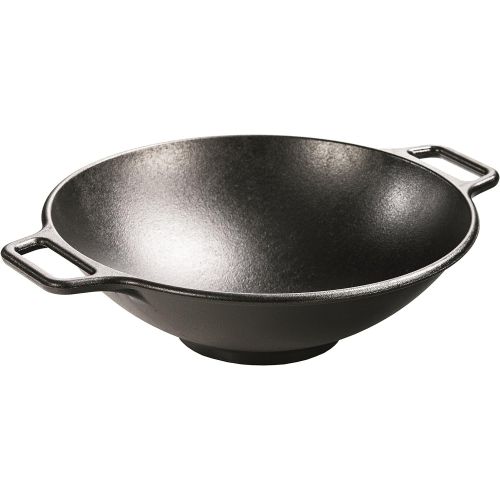 롯지 Lodge Pro-Logic Wok with Flat Base and Loop Handles, 14-inch, Black