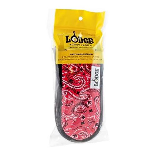 롯지 [아마존베스트]Lodge Hot Handle Holders, Bandana Design, Set of 2,Red/Black