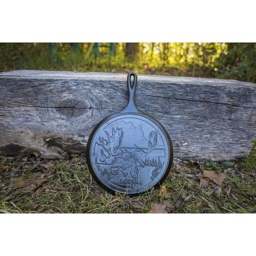 롯지 [무료배송]Lodge Wildlife Series-10.5 Cast Iron Griddle with Moose Scene, 10.5, Black