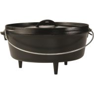 Lodge 6 Quart Camp Dutch Oven. 12 Inch Pre Seasoned Cast Iron Pot and Lid with Handle for Camp Cooking
