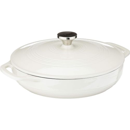 롯지 Lodge EC3CC13 Enameled Cast Iron Casserole, 3.6 Quart, White