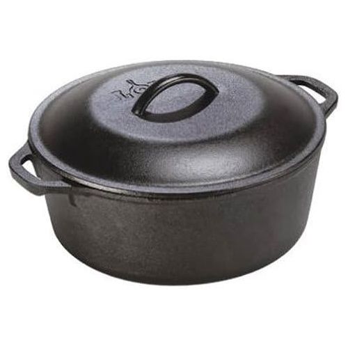 롯지 Lodge L8DOL3 Cast Iron Dutch Oven with Dual Handles, Pre-Seasoned, 5-Quart